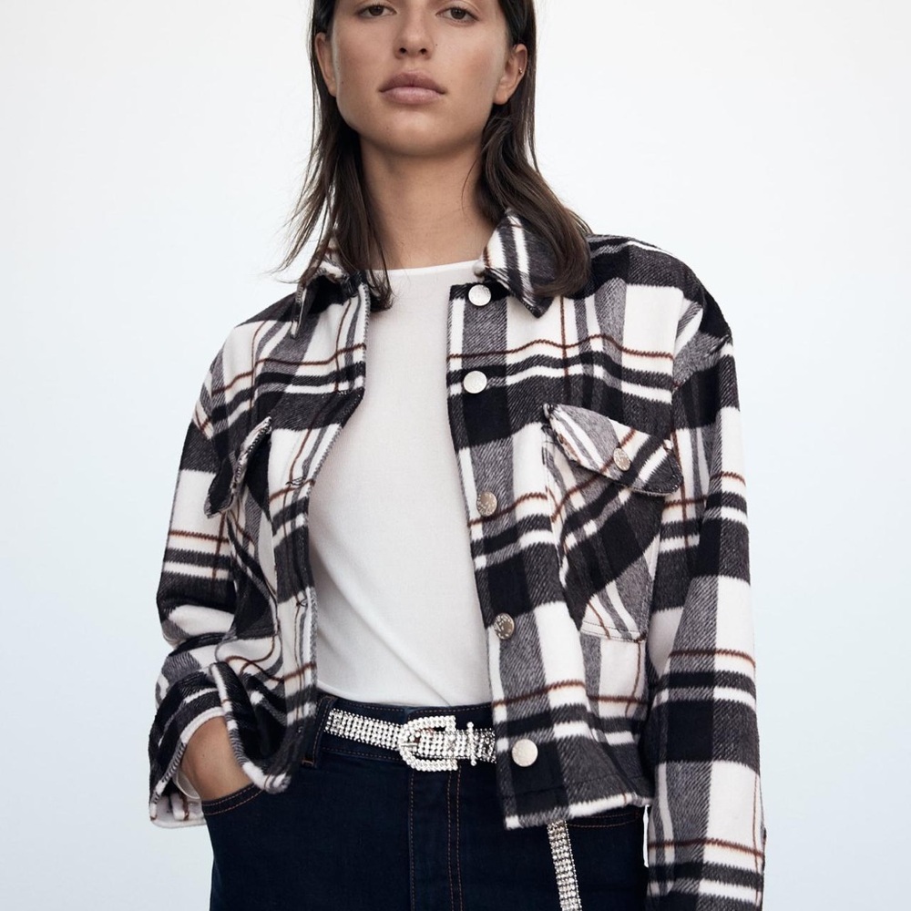 Zara Jacket | Cropped Plaid Fleece Jacket
